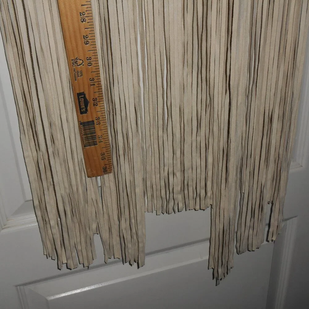 WESTERN BOHO STYLE TAN FAUX SUEDE LEATHER FRINGE EYELET VEST PYRAMID COLLECTION - Picture 5 of 13